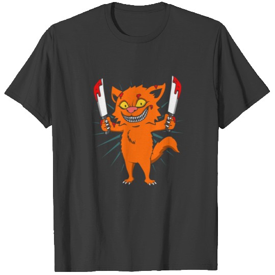 Killer Cat Killer Horror Halloween Bloody T-shirt