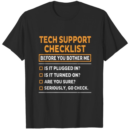 Discover Tech Support Checklist Funny Computer T-shirt