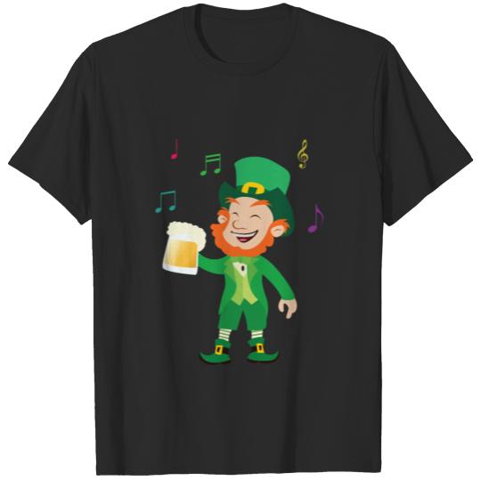 Discover Funny Music Lover Irish Leprechaun Drink Shamrock T-shirt