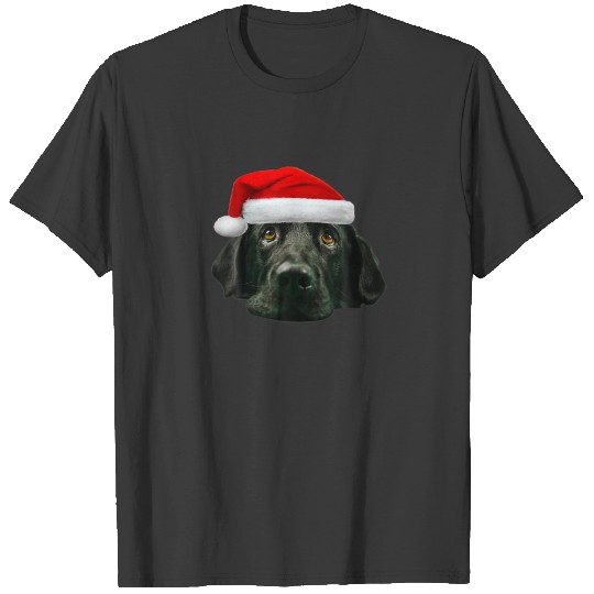 Black Lab Shirt Cute Santa Hat Image Funny Xmas T-shirt