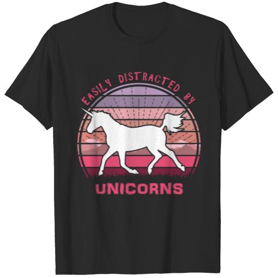 Discover Easily Distracted By Unicorns Pink Sunset T-shirt