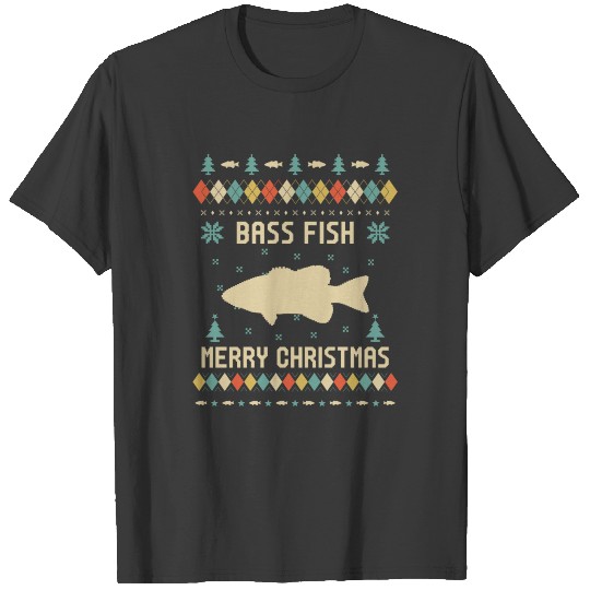 BASS FISH Funny Ugly Sweater Vintage Retro T-shirt