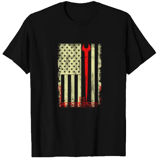 Flag And Ironworker Tools Funny Ironworkers Gift T-shirt