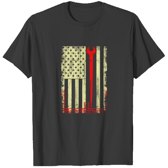 Flag And Ironworker Tools Funny Ironworkers Gift T-shirt