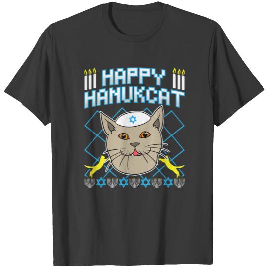 Happy Hanukcat TShirt Jewish Cat Ugly Christmas T-shirt
