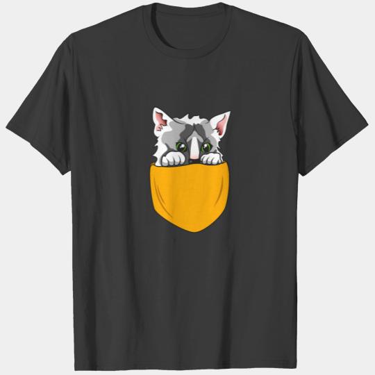 Cute Pocket Cat Kitty funny Chest Bag T-shirt