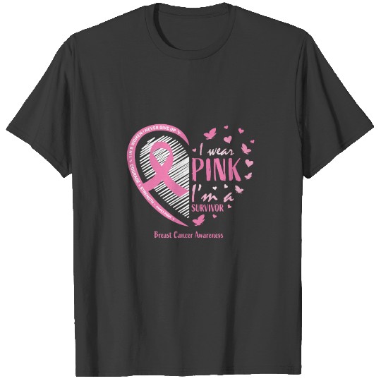 Cute Breast Cancer Survivor Awareness Pink Ribbon T-shirt