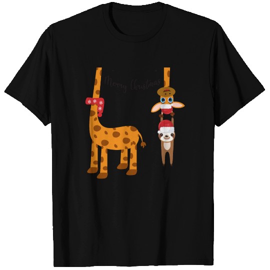 Giraffe Sloth Christmas Sloth Merry Christmas T-shirt