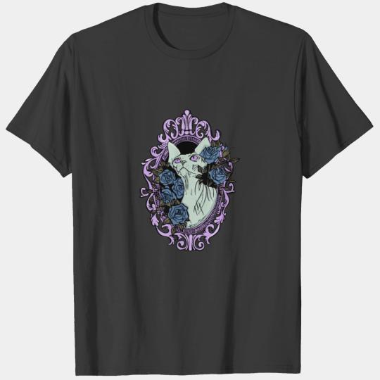 Zombie Sphynx Cat in Baroque Frame T-shirt