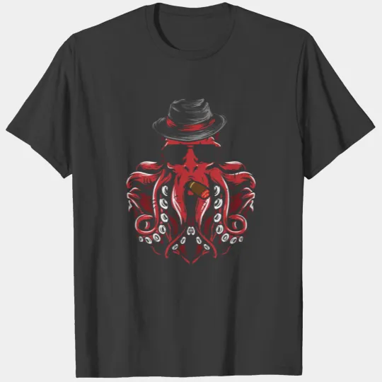 Smoking Octopus Wearing Sunglasses T-shirt