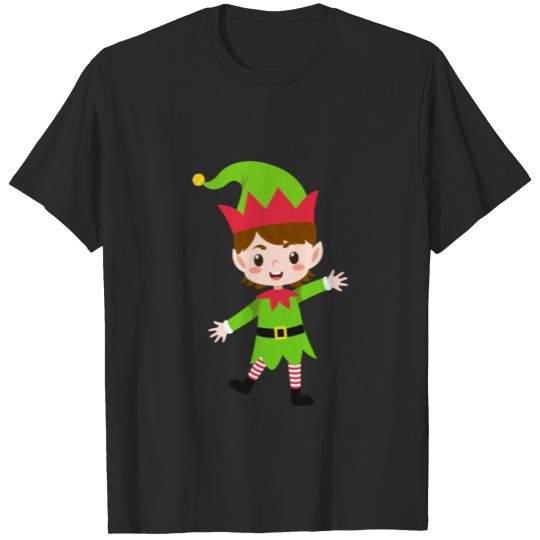 Discover Funny Christmas Elf with brown hair T-shirt