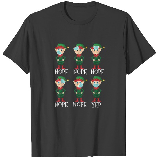 Funny Christmas Elf Proper Wearing of Mask T-shirt
