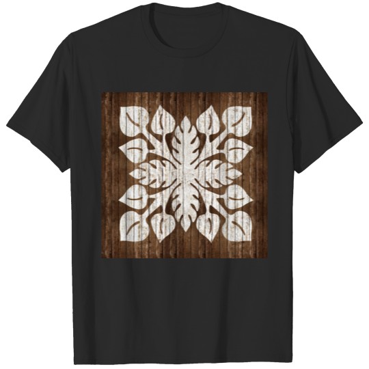 Vintage-y looking anthurium hawaiian quilt pattern T-shirt