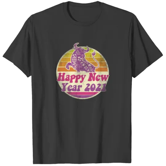 Happy Chinese New Year 2021 Ox Bull Sunset Eve NYE T-shirt