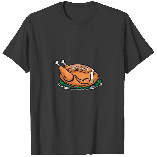 Discover American football turkey on a plate with salad T-shirt