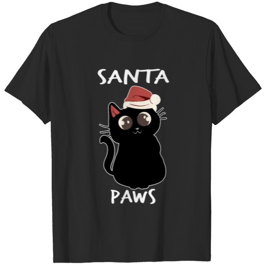 Discover Santa Paws cute Cat Santa Claus cap T-shirt