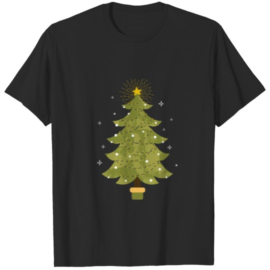 Discover Christmas tree cartoon design with stars T-shirt