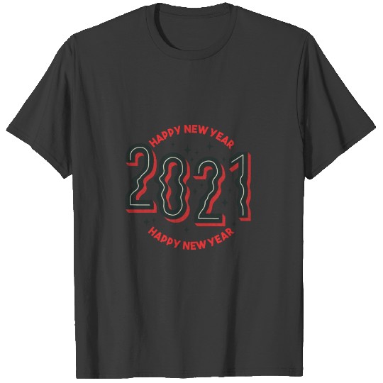 Happy new year 2021 with wavy fonts T-shirt