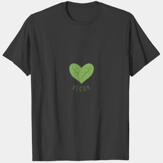 Discover Vegan Food Leaf Heart Leaves Green Animal Welfare T-shirt
