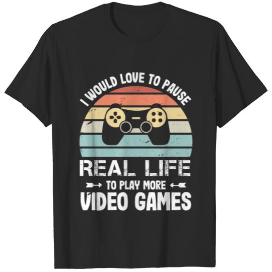 Discover Funny Retro Video Game Gaming Gift Pause T-shirt