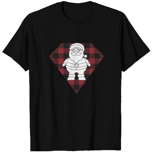 Santa Claus Plaid Pattern Logo Enblem Christmas T-shirt