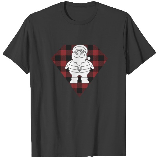 Santa Claus Plaid Pattern Logo Enblem Christmas T-shirt