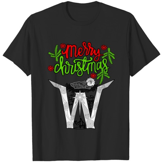 Discover Merry Christmas Beautiful Alphabet Letter W T-shirt