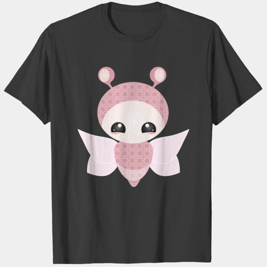 pink butterfly with big cute eyes T-shirt