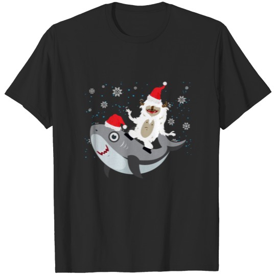 Discover Yeti Riding Shark Santa Hat - Christmas T-shirt