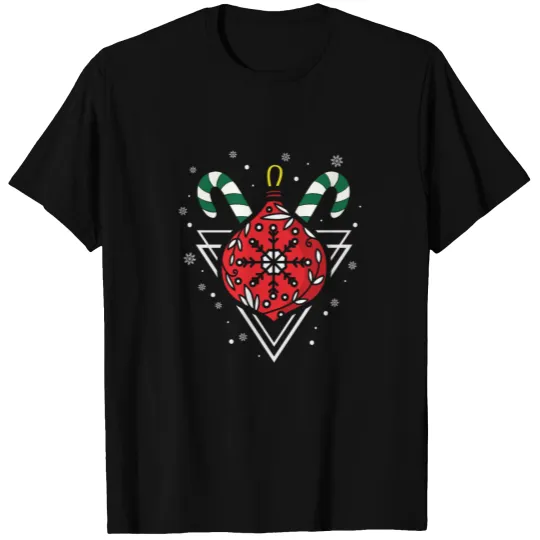 Christmas Size Balls With Candy Canes Design T-shirt
