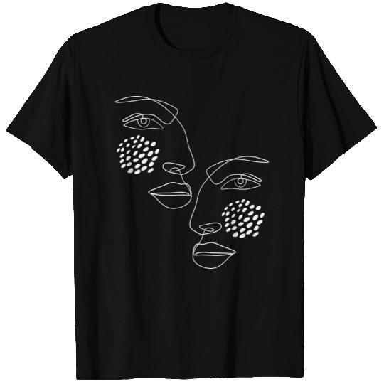 Woman Two Face Line Art Minimalist Abstract T-shirt