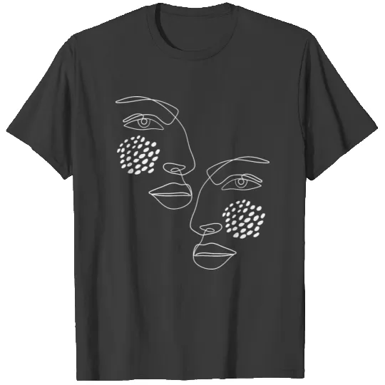 Woman Two Face Line Art Minimalist Abstract T-shirt