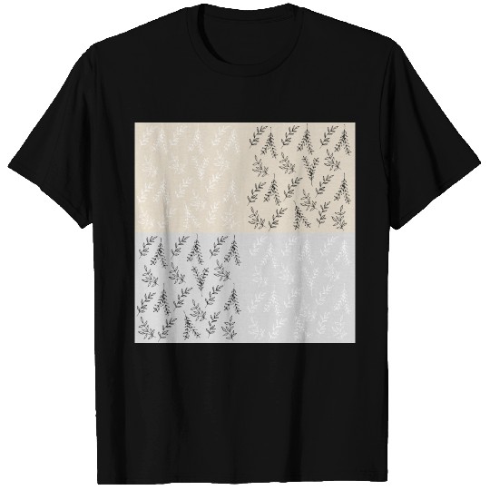 four branches pattern beige grey T-shirt