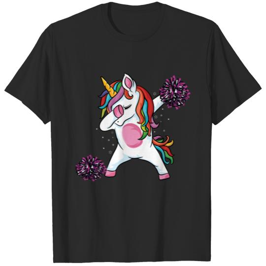Discover cute dabbing unicorn cheer Funny Cheerleading T-shirt