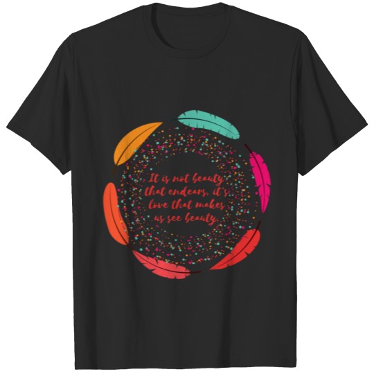 Feather Plume and Circle with Quote Text Inside T-shirt