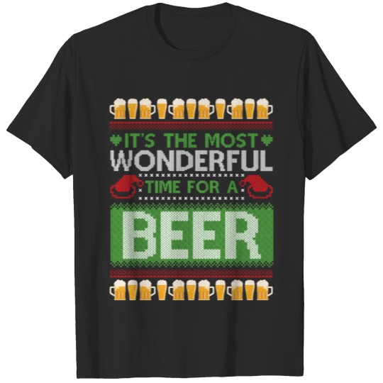 Discover Wonderful Time For A Beer Ugly Christmas Sweater T-shirt