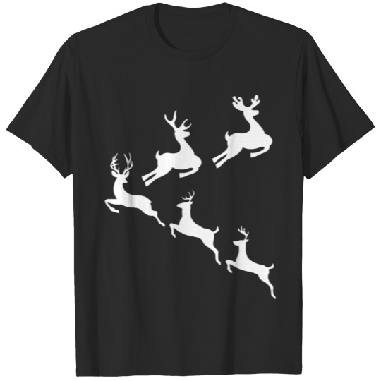 Discover Merry Christmas Reindeers Jumping Around White T-shirt
