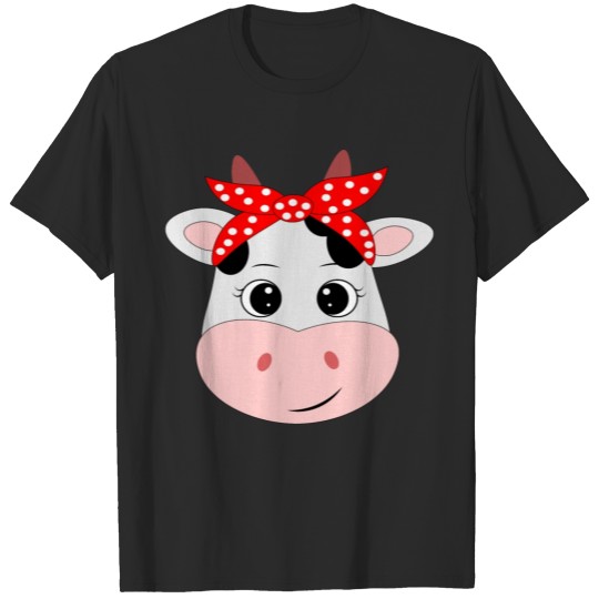 Discover Cute female cartoon cow with red bandana T-shirt