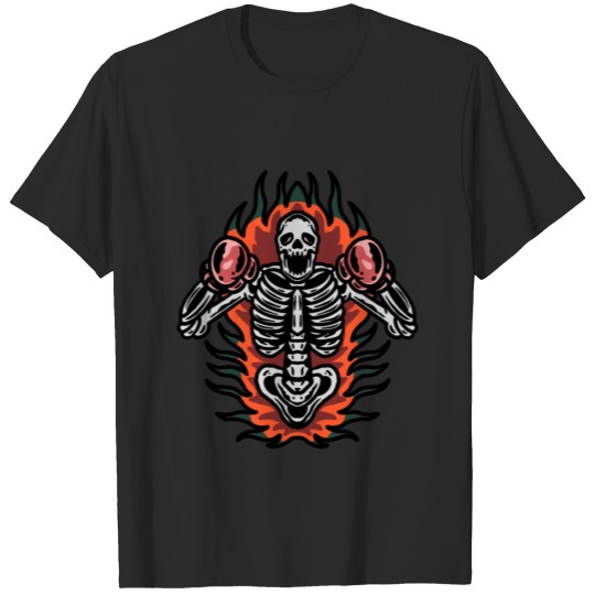 Discover Skull with boxing gloves tattoo cartoon T-shirt