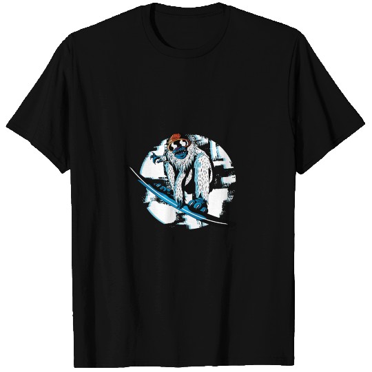 Snowboard yeti doing snowboarding cool sasquatch T-shirt