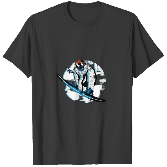 Snowboard yeti doing snowboarding cool sasquatch T-shirt
