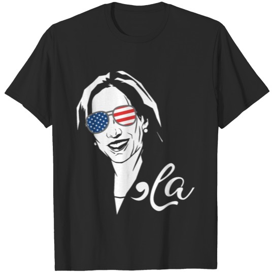 Discover Comma La Funny Kamala Harris USA Flag Sunglasses T-shirt