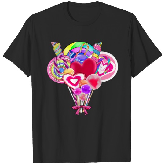 Discover Bouquet of delicious Pink Lollipops T-shirt