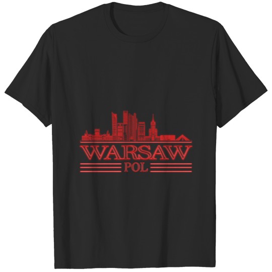 Discover Warsaw Skyline Poland City Silhouette Travel City T-shirt