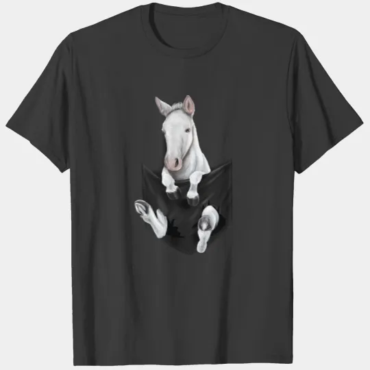 Cute Vibes Horse White Pony Pocket T-shirt
