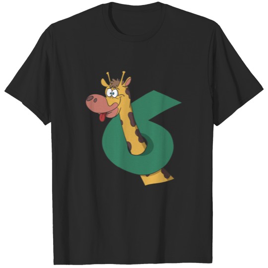 Giraffe children's 6th birthday T-shirt