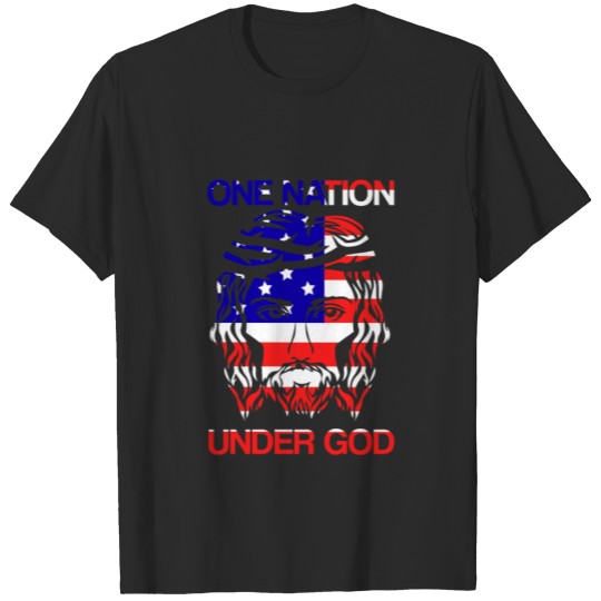 Discover One Nation Under God USA Patriotic Flag Jesus T-shirt