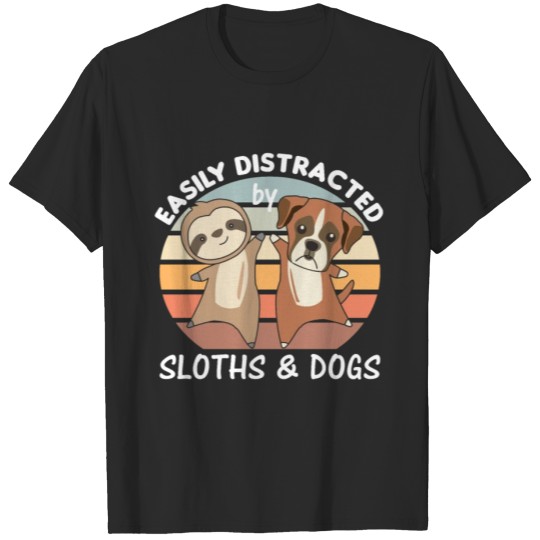Discover Easily Distracted By Sloths And Dogs Cute Boxers T-shirt