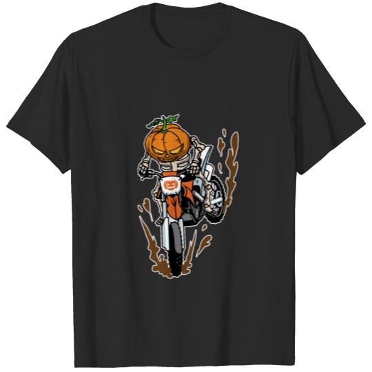 Discover Funny Pumpkin Head Motocross Gift Idea T-shirt