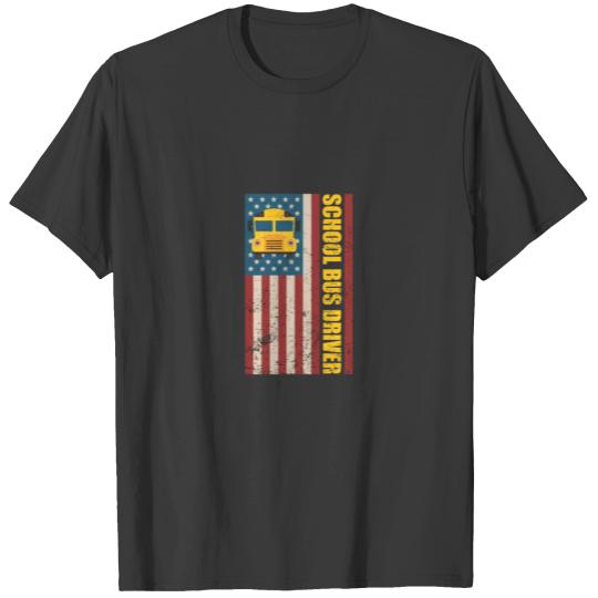 School Bus Driver American Flag Vintage Drivers Pa T-shirt